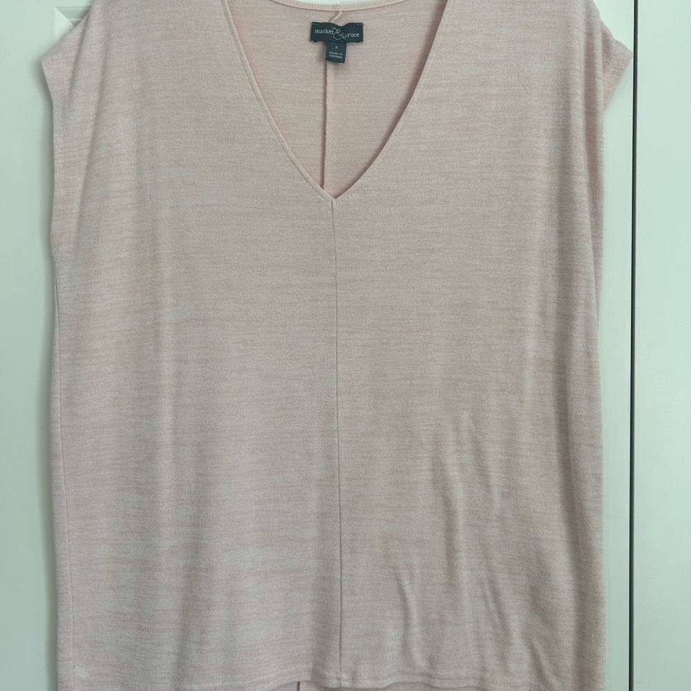 Market & Spruce Light Pink Cap Sleeve Relaxed Tee-Shirt